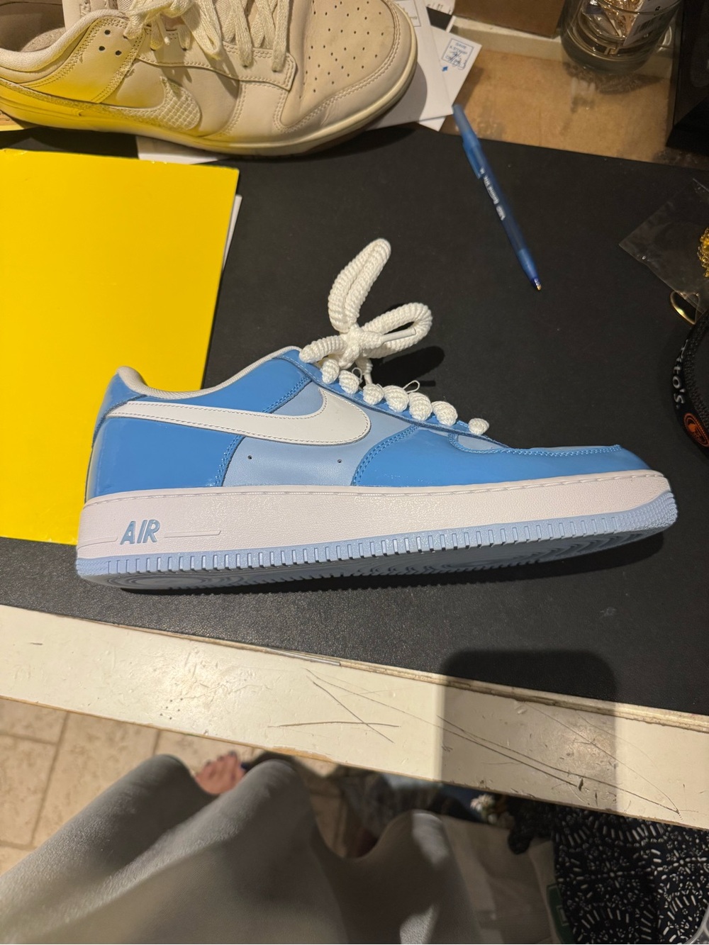 Nike Air Force  Low-Top Sneakers in Light Blue and White - Picture 3 of 7